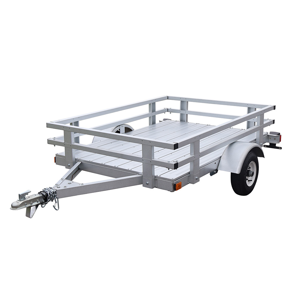Front three-quarter view of the fully assembled Marathon 4′ × 6′ rail side complete kit trailer
