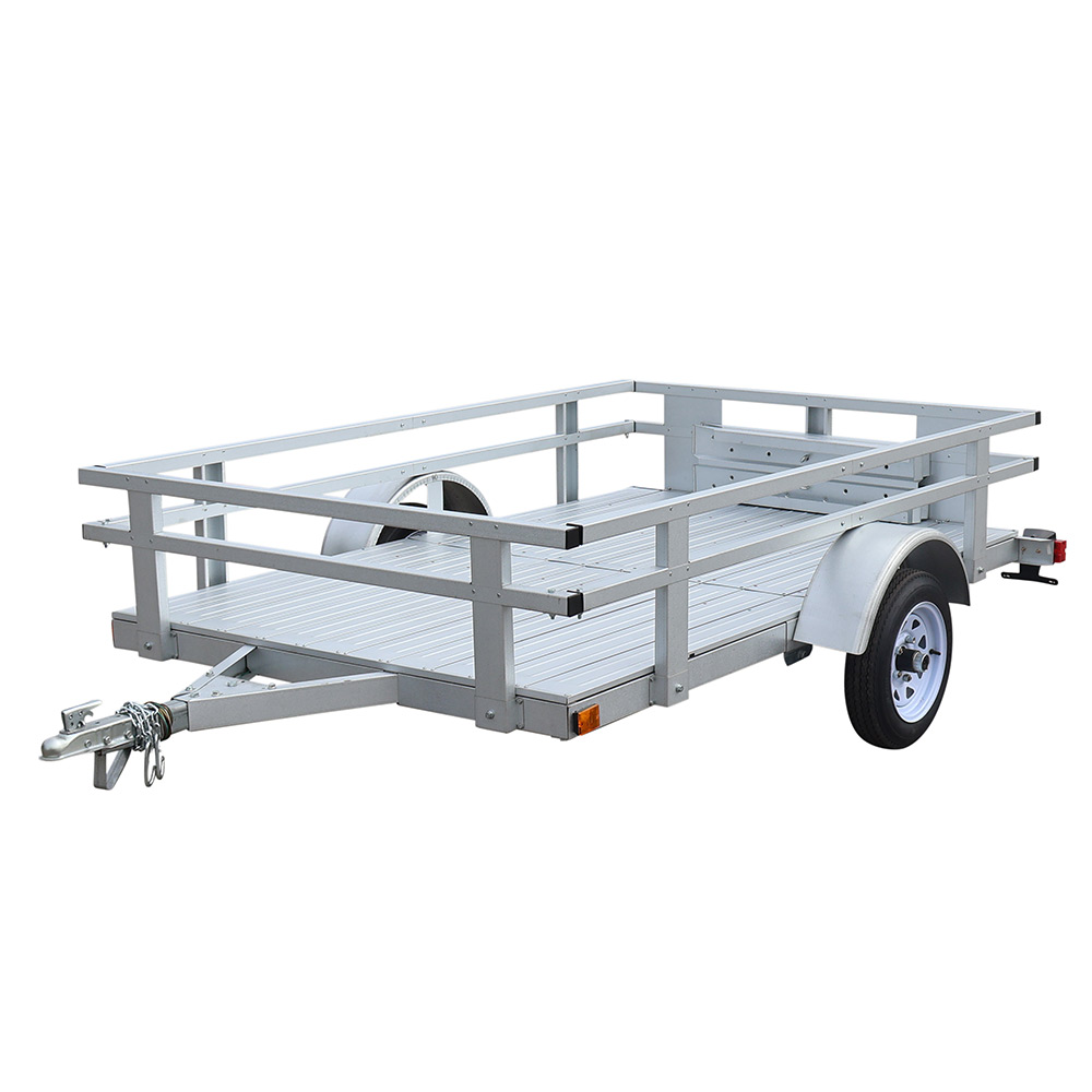 Front three-quarter view of the fully assembled Marathon 5′ × 8′ rail side complete kit trailer